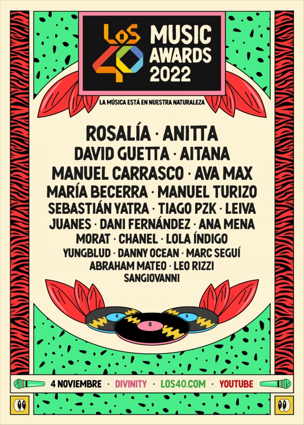 Rosalía, Anitta, Manuel Carrasco y Aitana actuarán en LOS40 Music Awards 2022